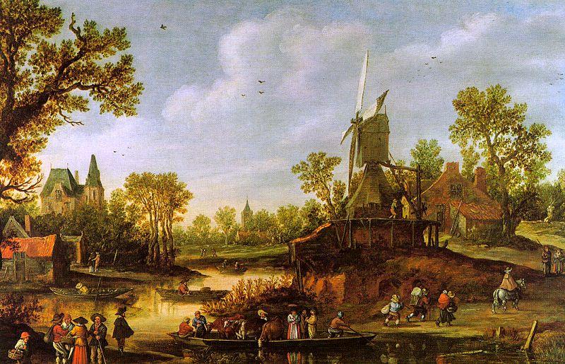 Jan van  Goyen River Landscape oil painting image
